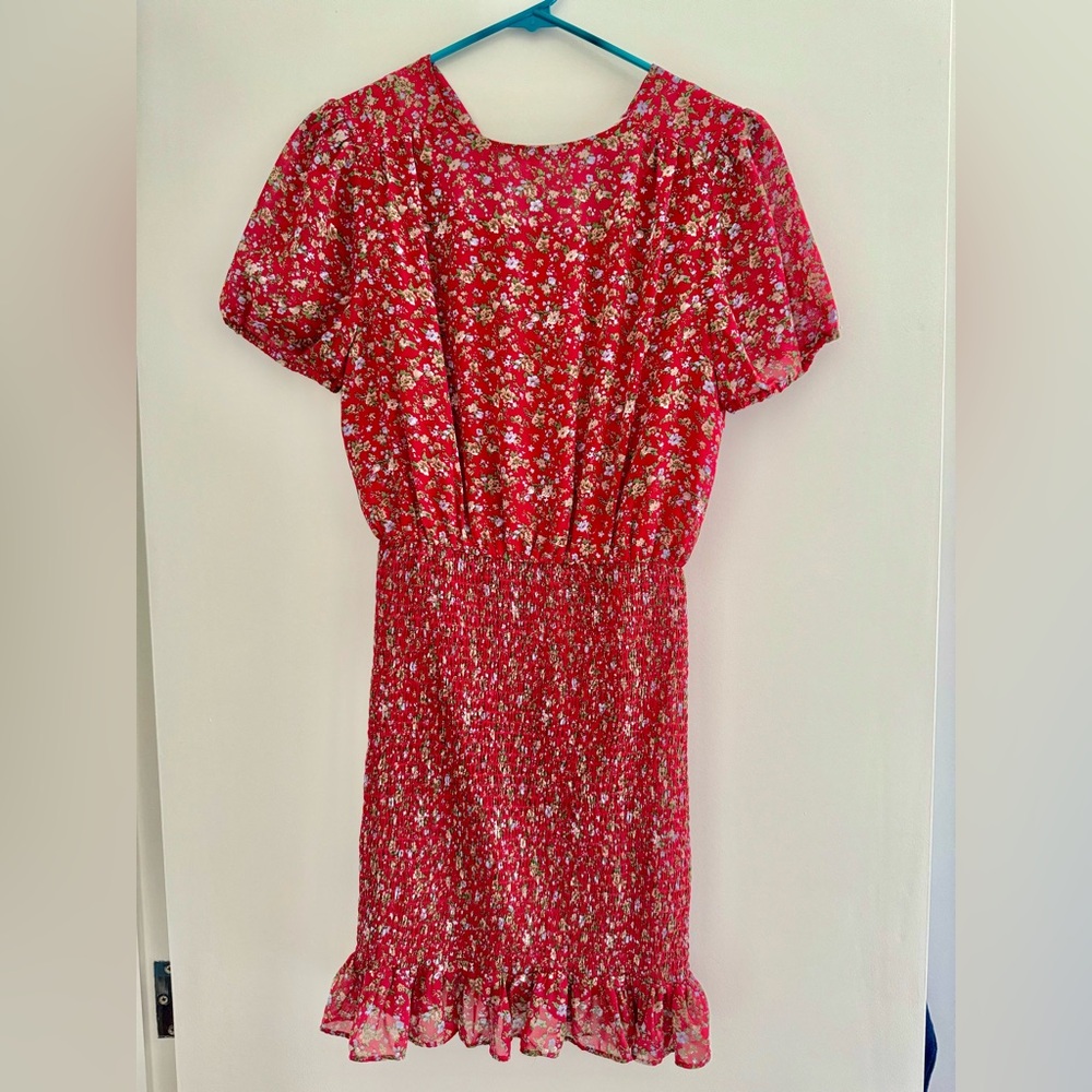 UO Floral Shirred Skirt Midi Dress